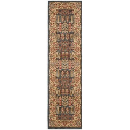 Safavieh Mahal Power Loomed Rectangle Rug- Navy - Natural- 2 ft. 2 in. x 8 ft. MAH697E-28